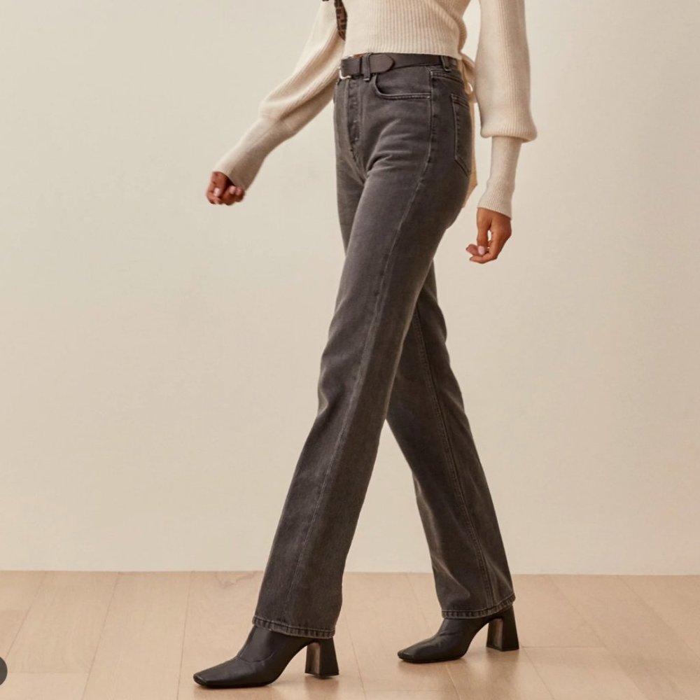 Reformation Cynthia Gray High Rise Straight Leg Jeans